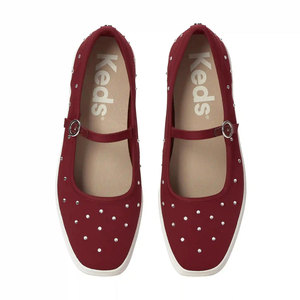 Square Toe Mary Jane Sateen Rhinestones