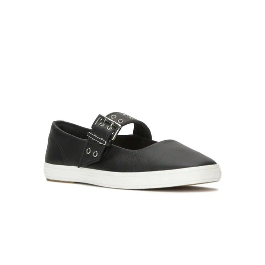 Square Toe Mary Jane Leather Grommet Buckle
