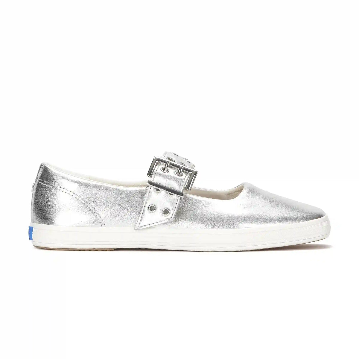 Square Toe Mary Jane Grommet Metallic Leather