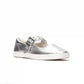 Square Toe Mary Jane Grommet Metallic Leather