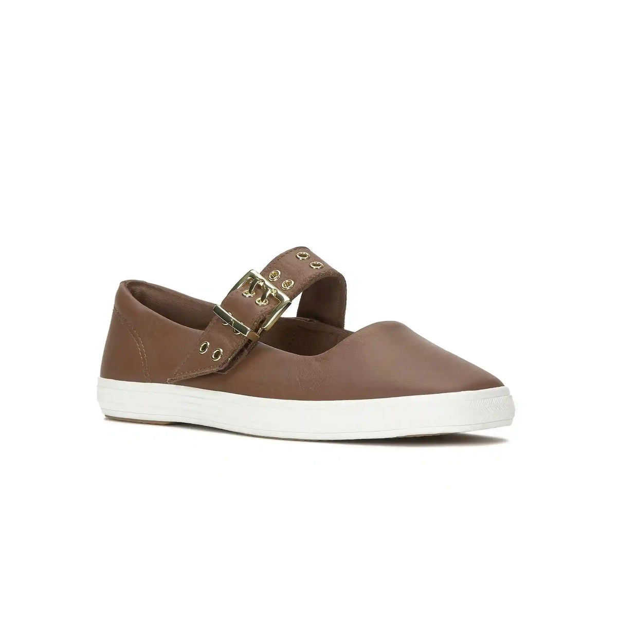 Square Toe Mary Jane Leather Grommet Buckle