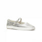 Square Toe Mary Jane Distressed Metallic Leather