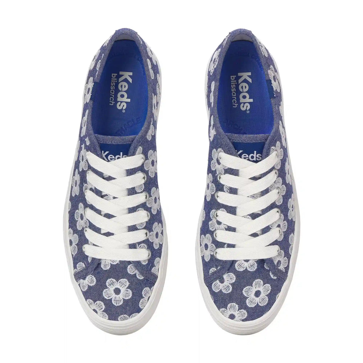 Triple Up Chambray Floral Embroidery Lace-Up