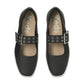 Square Toe Mary Jane Leather Grommet Buckle