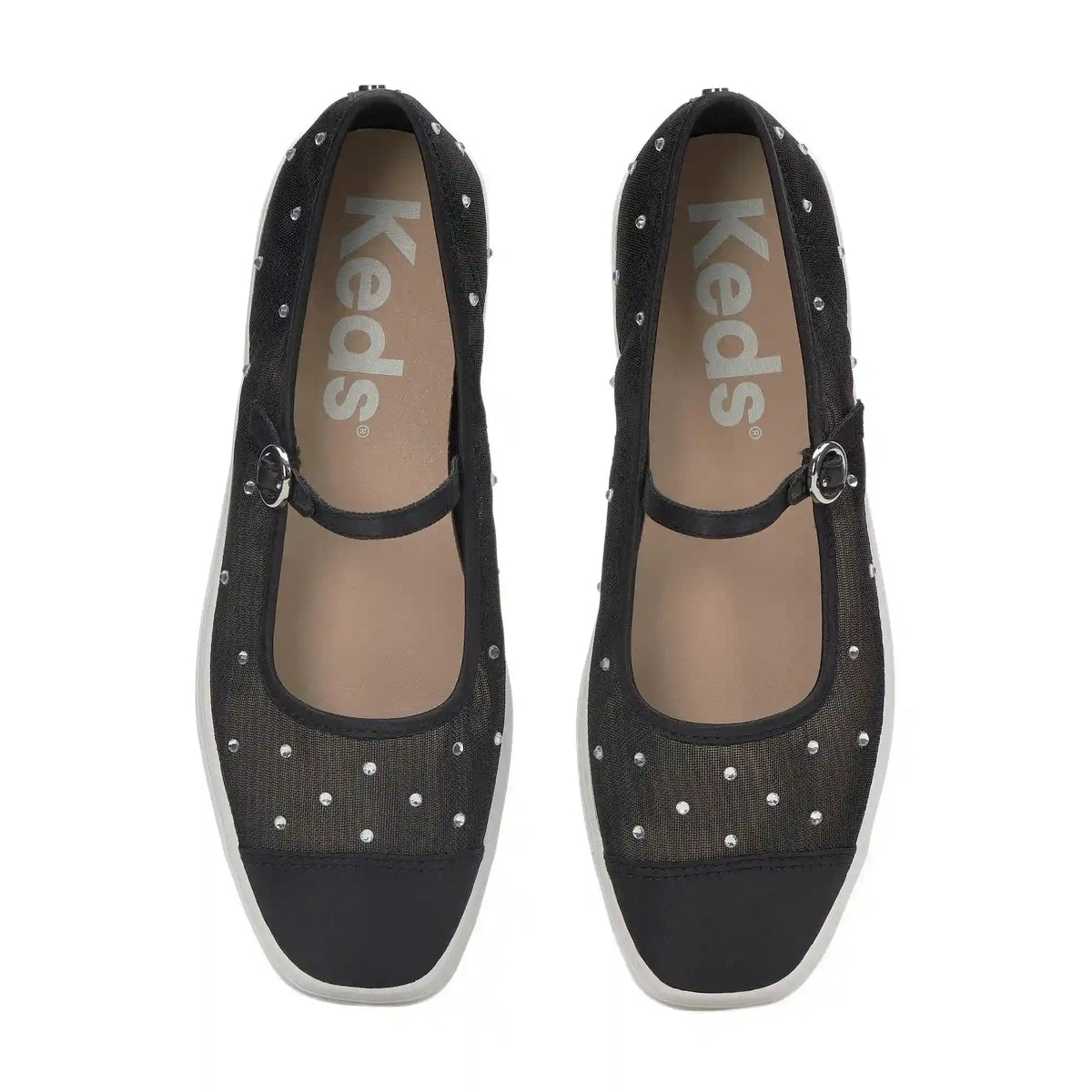 Square Toe Mary Jane Sheer Mesh Jewels