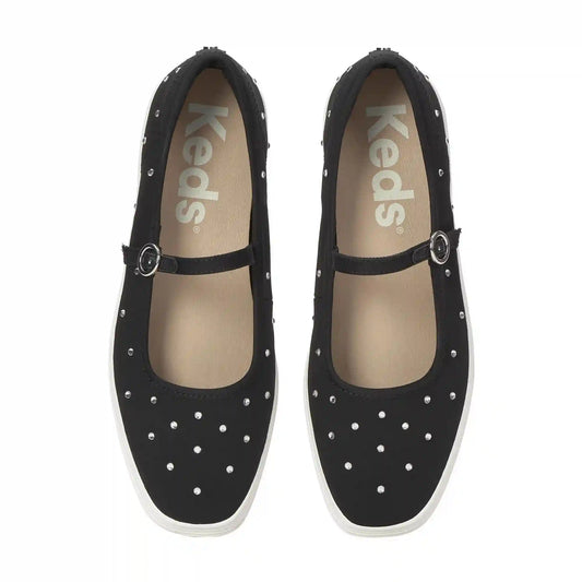 Square Toe Mary Jane Sateen Rhinestones