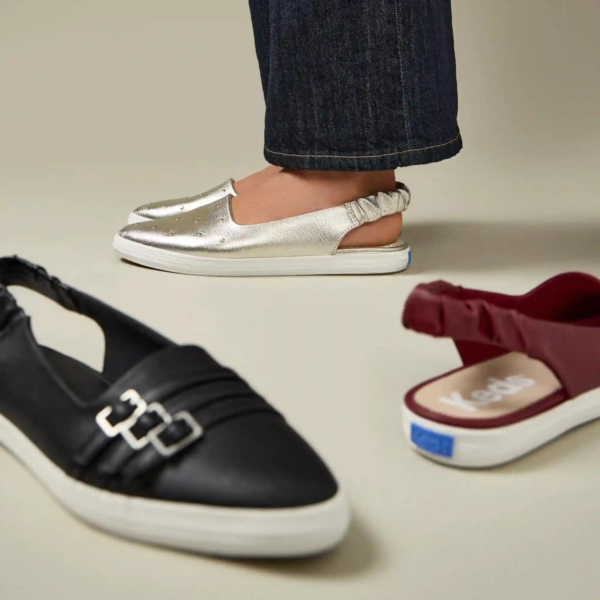 Point Slingback Leather Studs
